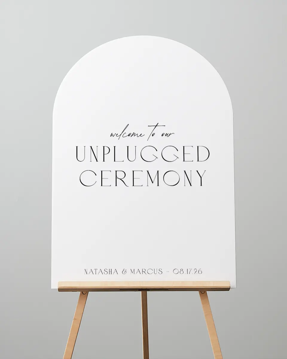 This is a 24" x 36" Arch Unplugged Sign called Understated Elegance printed in full color