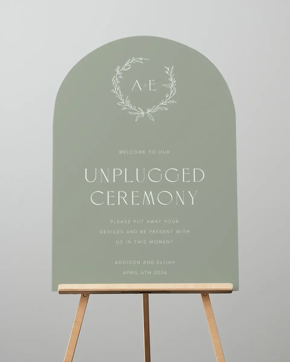 This is a 24" x 36" Arch Unplugged Sign called Modern Monogram printed in full color