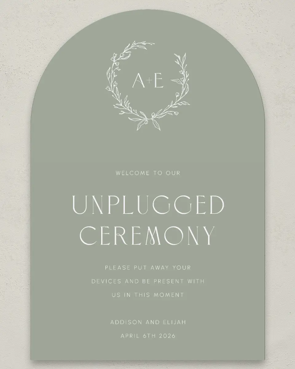 This is a 24" x 36" Arch Unplugged Sign called Modern Monogram printed in full color
