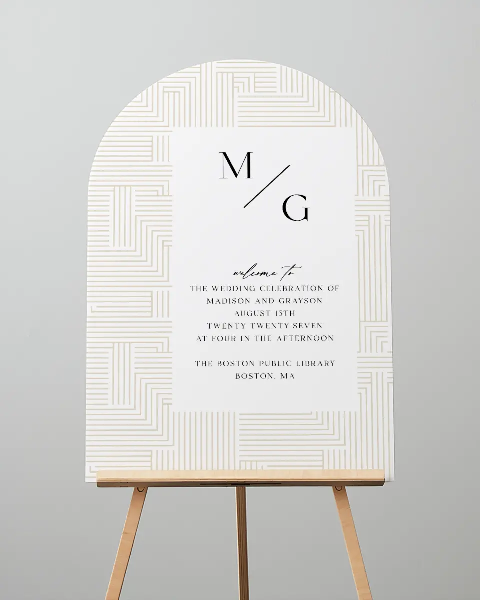 This is a 24" x 36" Arch Welcome Sign called Love Maze printed in full color