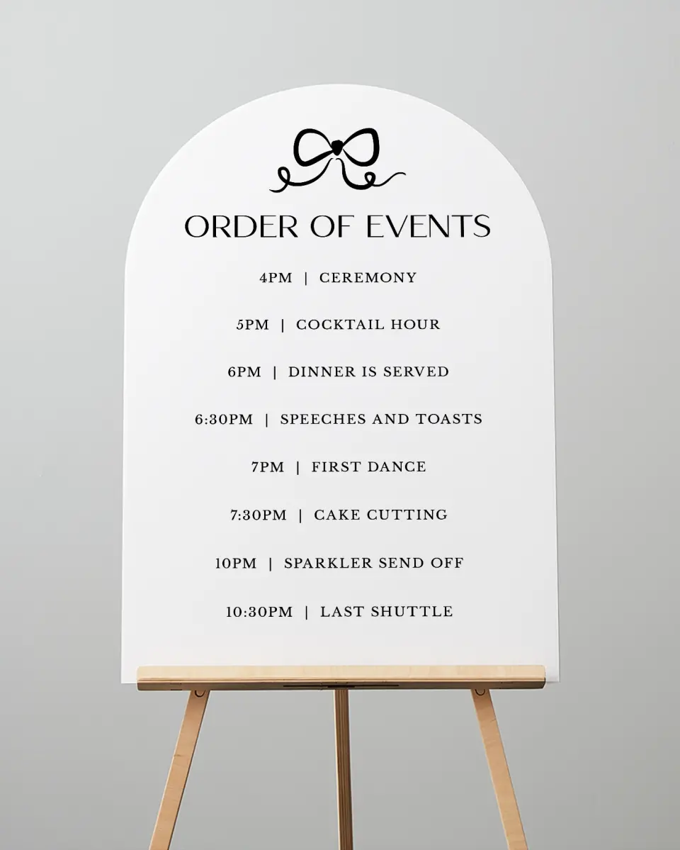 This is a 24" x 36" Arch Schedule Sign called The Madison printed in full color