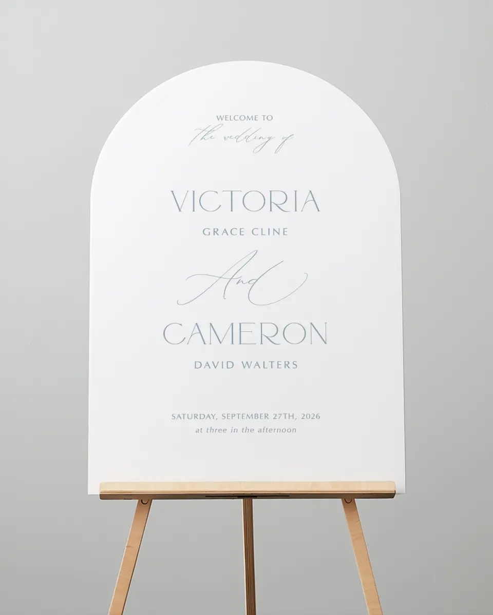 This is a 24" x 36" Arch Welcome Sign called The Victoria printed in full color