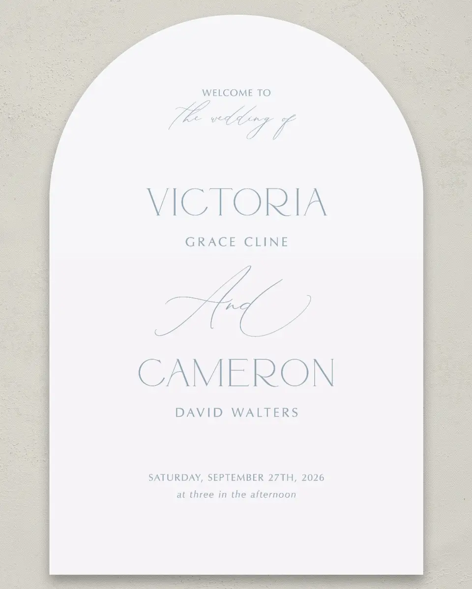 This is a 24" x 36" Arch Welcome Sign called The Victoria printed in full color