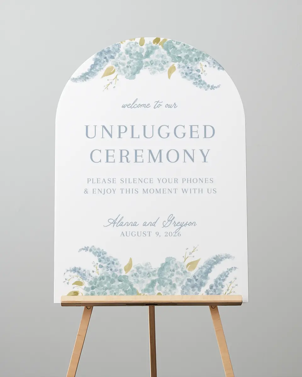 This is a 24" x 36" Arch Unplugged Sign called Dashing Delphinium printed in full color