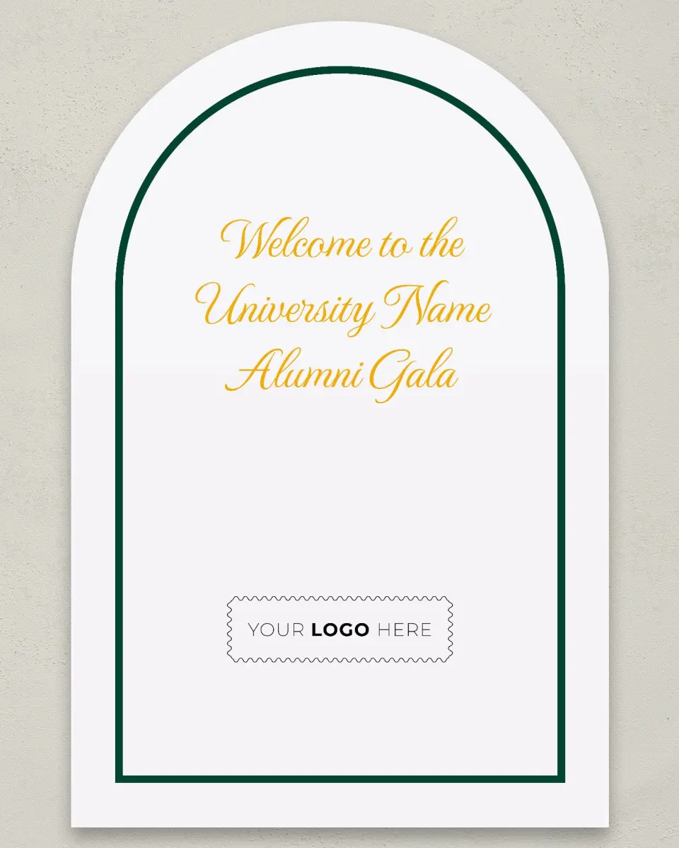 This is a 24" x 36" Arch Welcome Sign called Lasting Legacy printed in full color