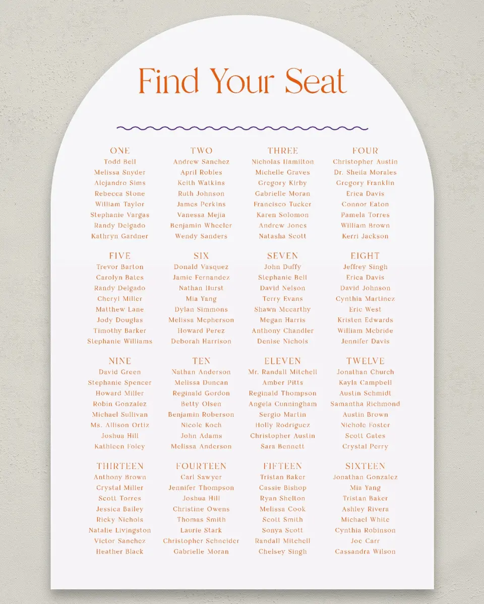 This is a 24" x 36" Arch Seating Chart Sign called Scholarly Soirée printed in full color