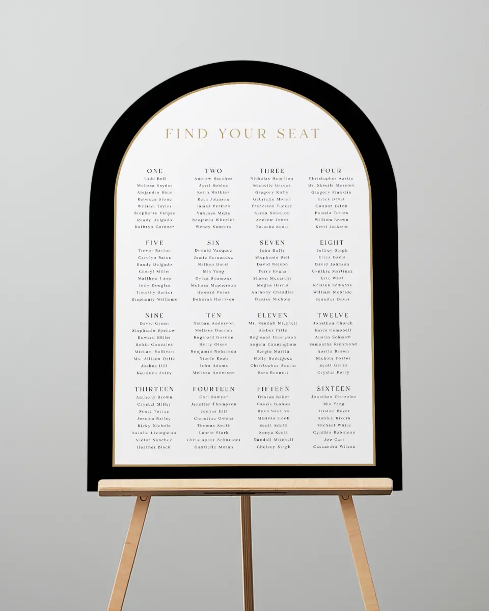 This is a 24" x 36" Arch Seating Chart Sign called Make an Impact printed in full color