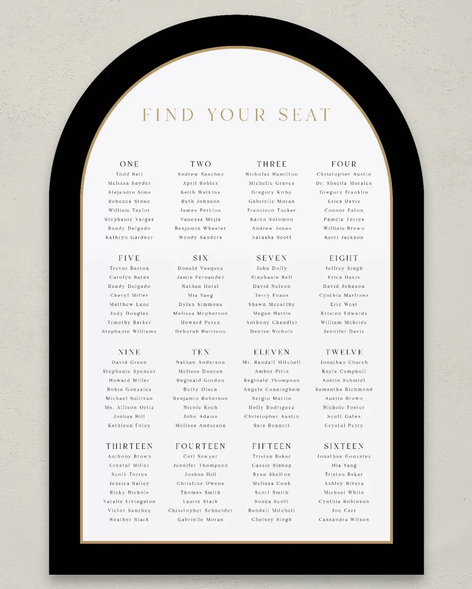 This is a 24" x 36" Arch Seating Chart Sign called Make an Impact printed in full color