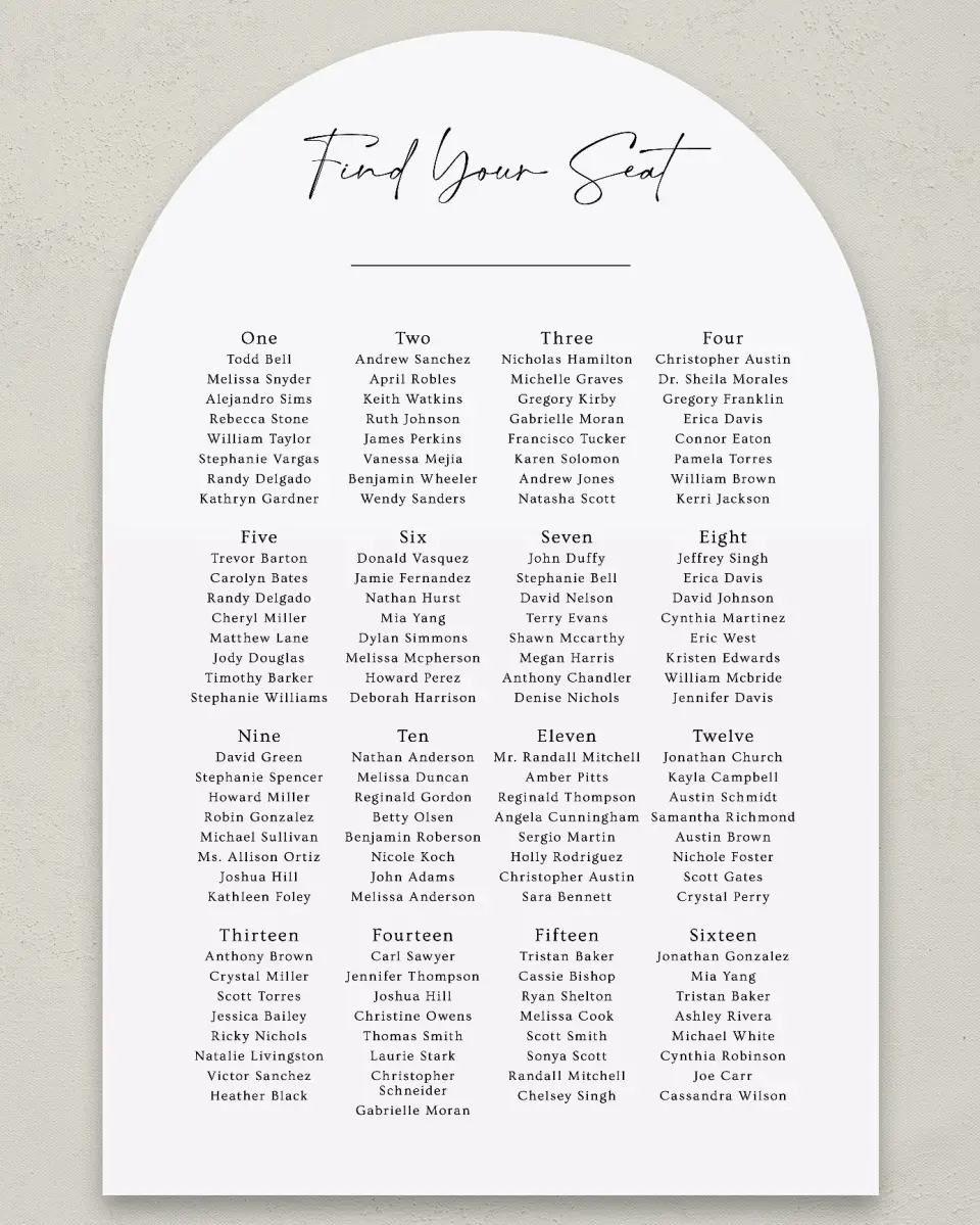 This is a 24" x 36" Arch Seating Chart Sign called Starlight Gala printed in full color