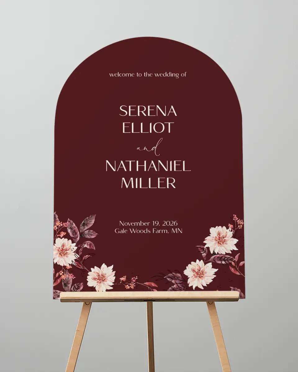 This is a 24" x 36" Arch Welcome Sign called Fall Florals printed in full color