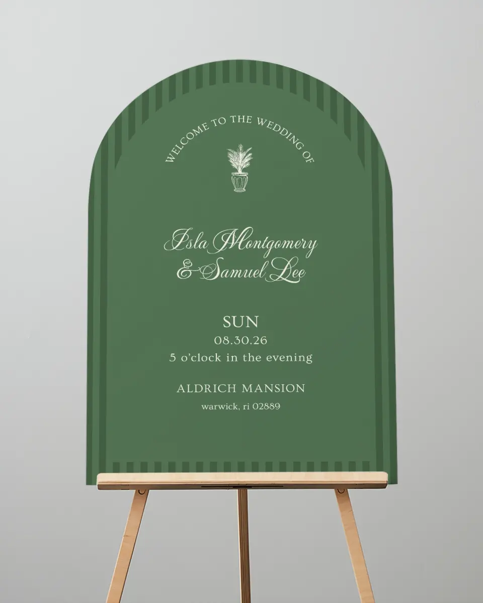 This is a 24" x 36" Arch Welcome Sign called Warwick printed in full color