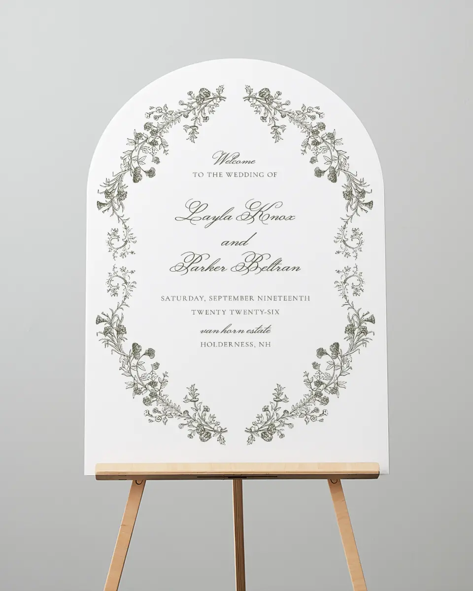 This is a 24" x 36" Arch Welcome Sign called Holderness printed in full color
