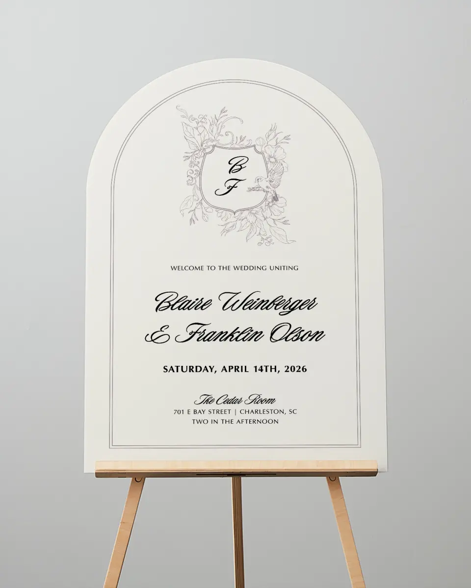 This is a 24" x 36" Arch Welcome Sign called Charleston printed in full color