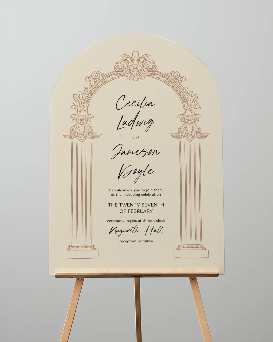 This is a 24" x 36" Arch Welcome Sign called Nazareth & Stone printed in full color
