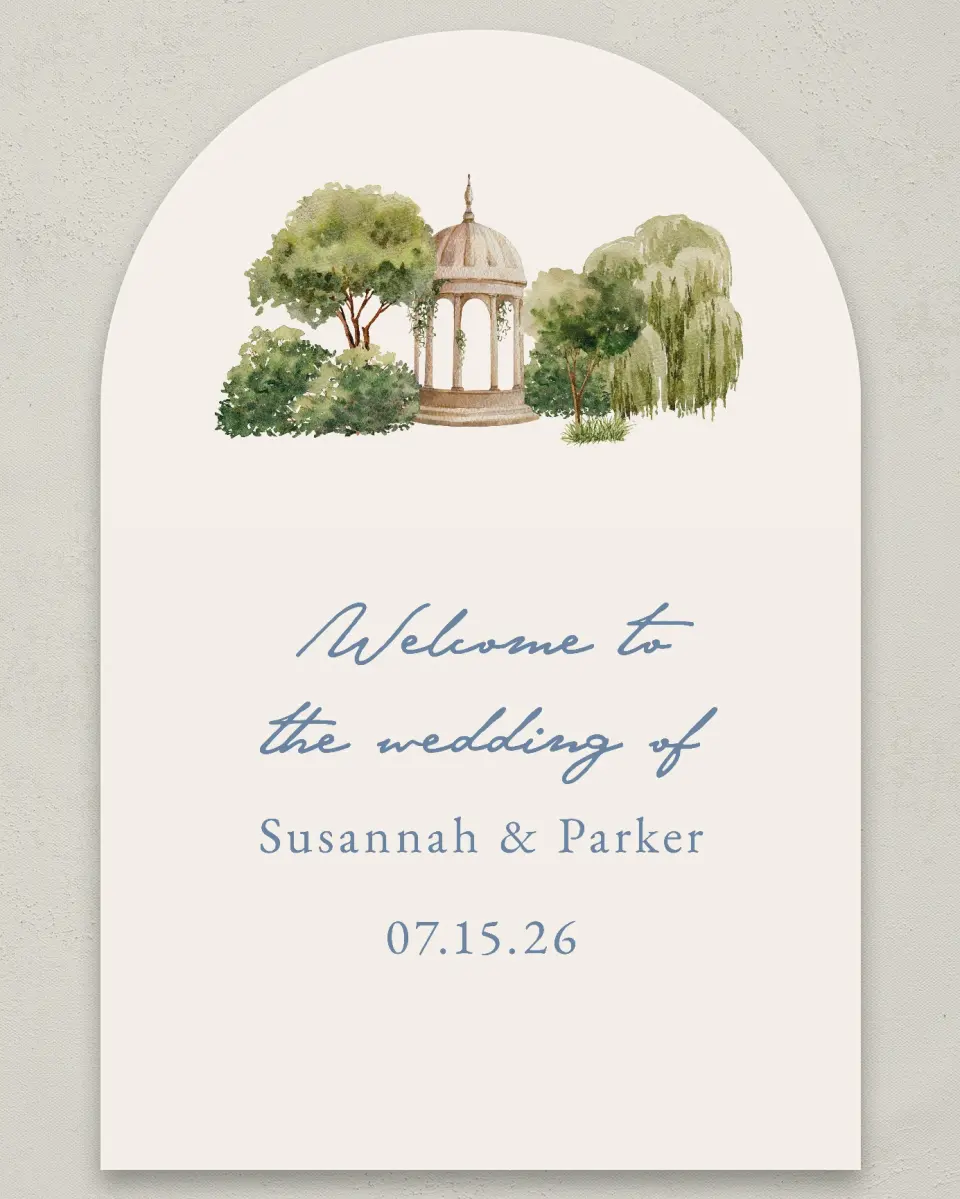 This is a 24" x 36" Arch Welcome Sign called Rosewood printed in full color