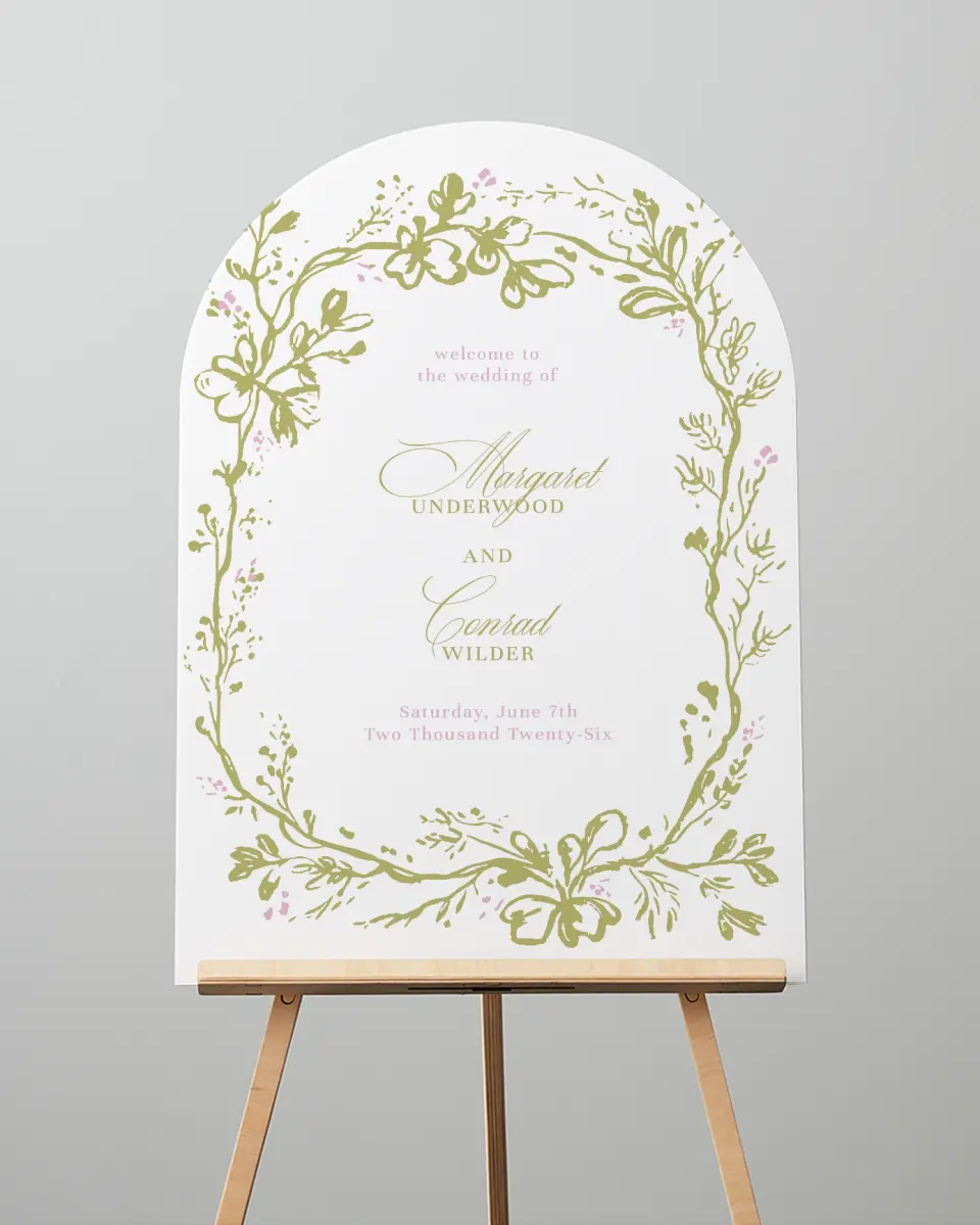 This is a 24" x 36" Arch Welcome Sign called Evening in Bloom printed in full color
