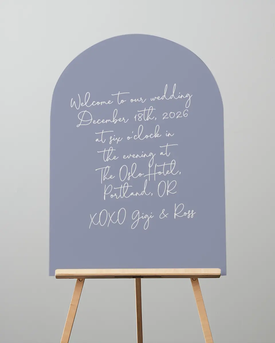 This is a 24" x 36" Arch Welcome Sign called Yours Truly printed in full color