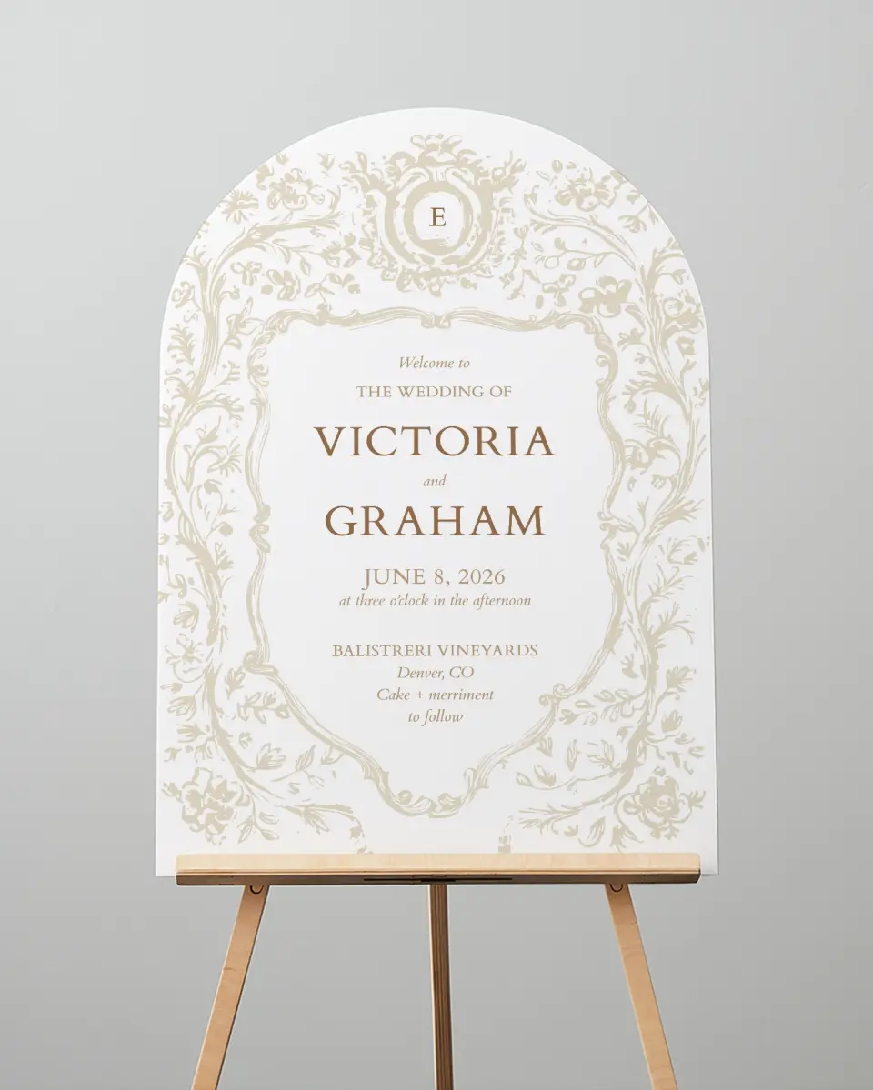 This is a 24" x 36" Arch Welcome Sign called Soft Branchlets printed in full color