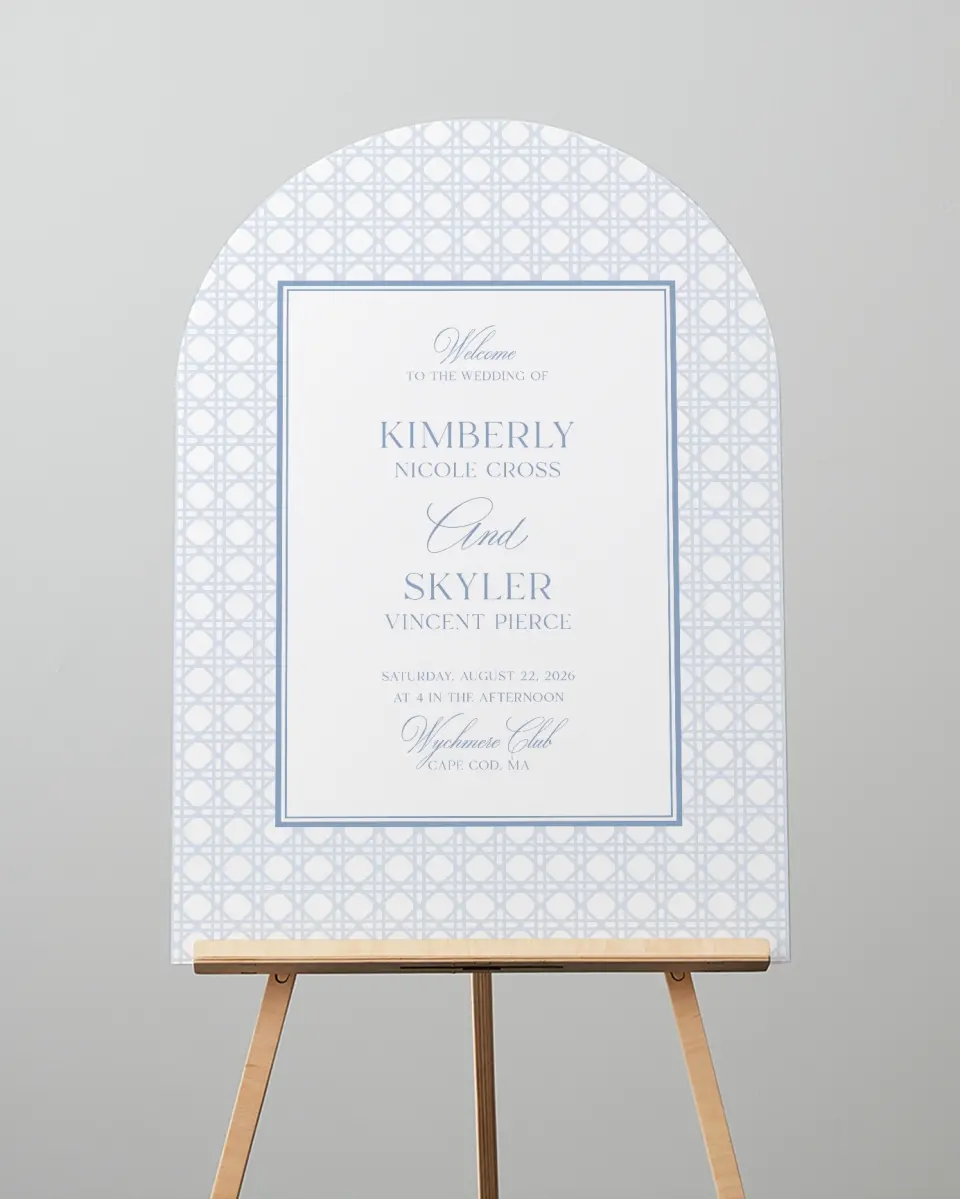 This is a 24" x 36" Arch Welcome Sign called Woven Serenity printed in full color