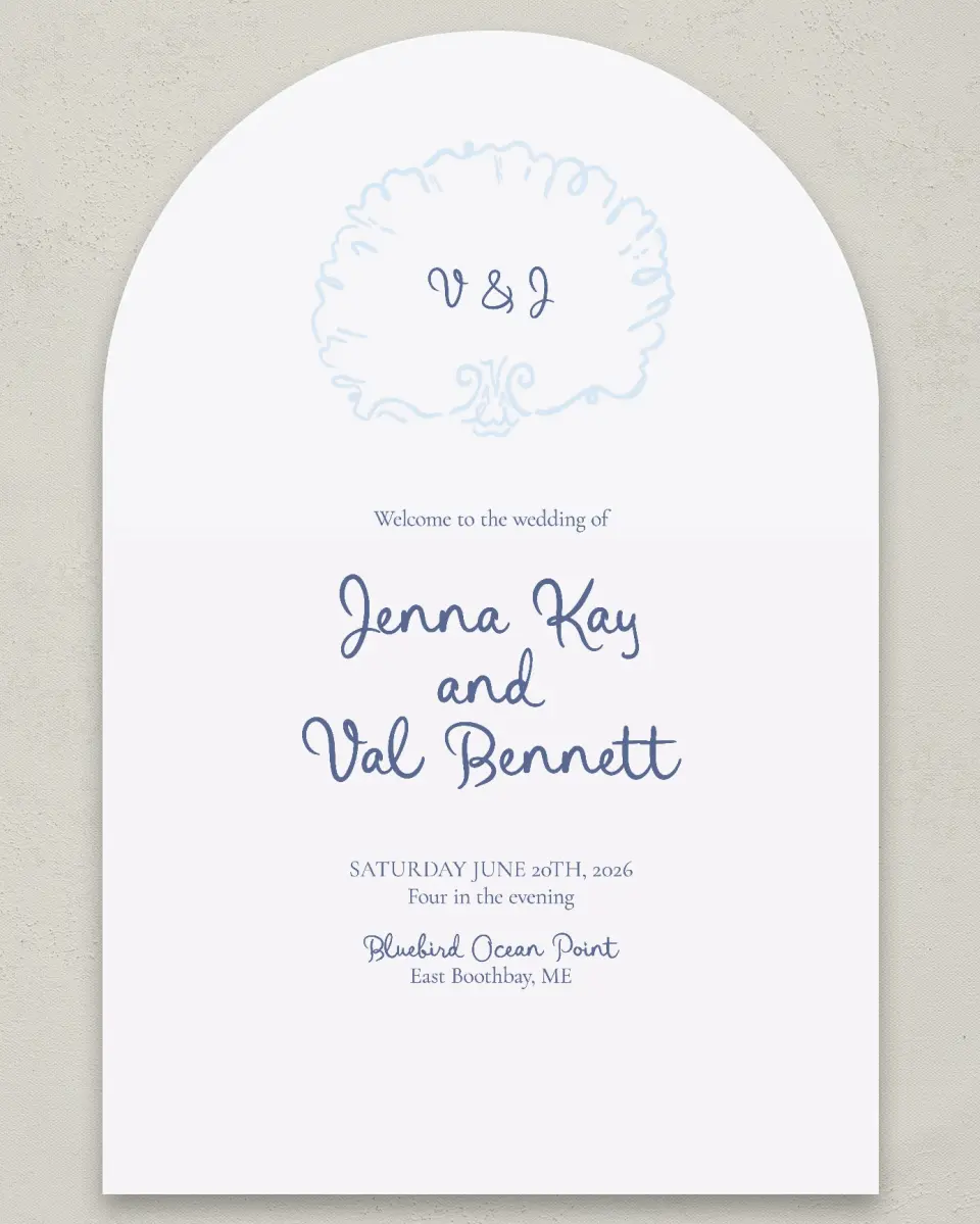 This is a 24" x 36" Arch Welcome Sign called Love by the Sea printed in full color