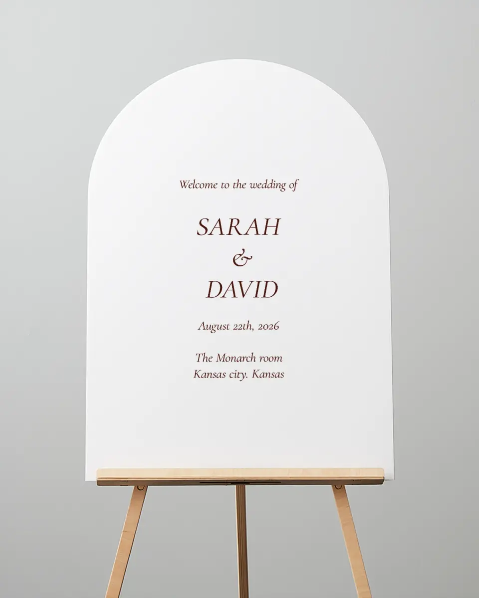 This is a 24" x 36" Arch Welcome Sign called Trimmed Lace printed in full color