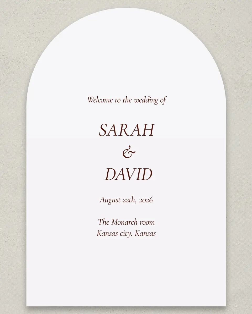 This is a 24" x 36" Arch Welcome Sign called Trimmed Lace printed in full color