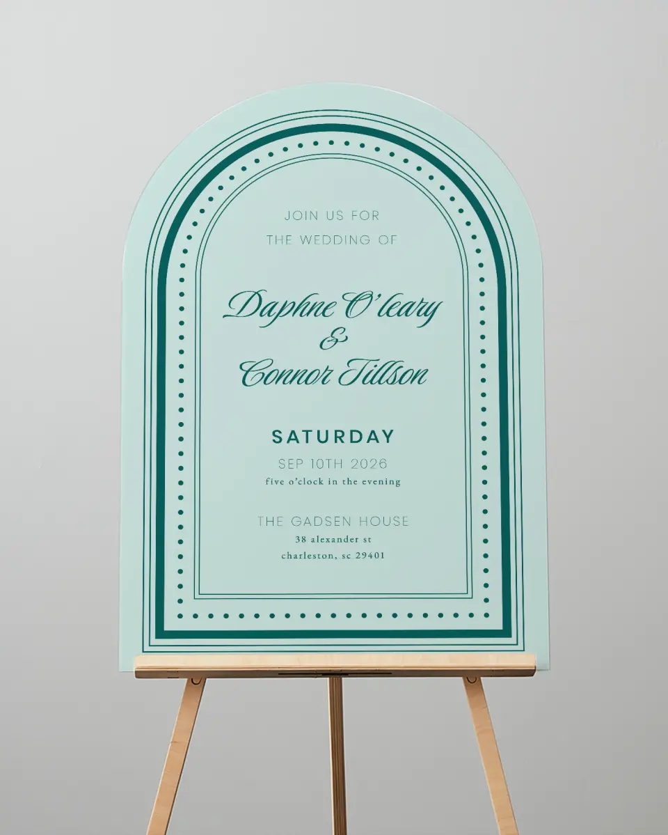 This is a 24" x 36" Arch Welcome Sign called Faithful Frame printed in full color