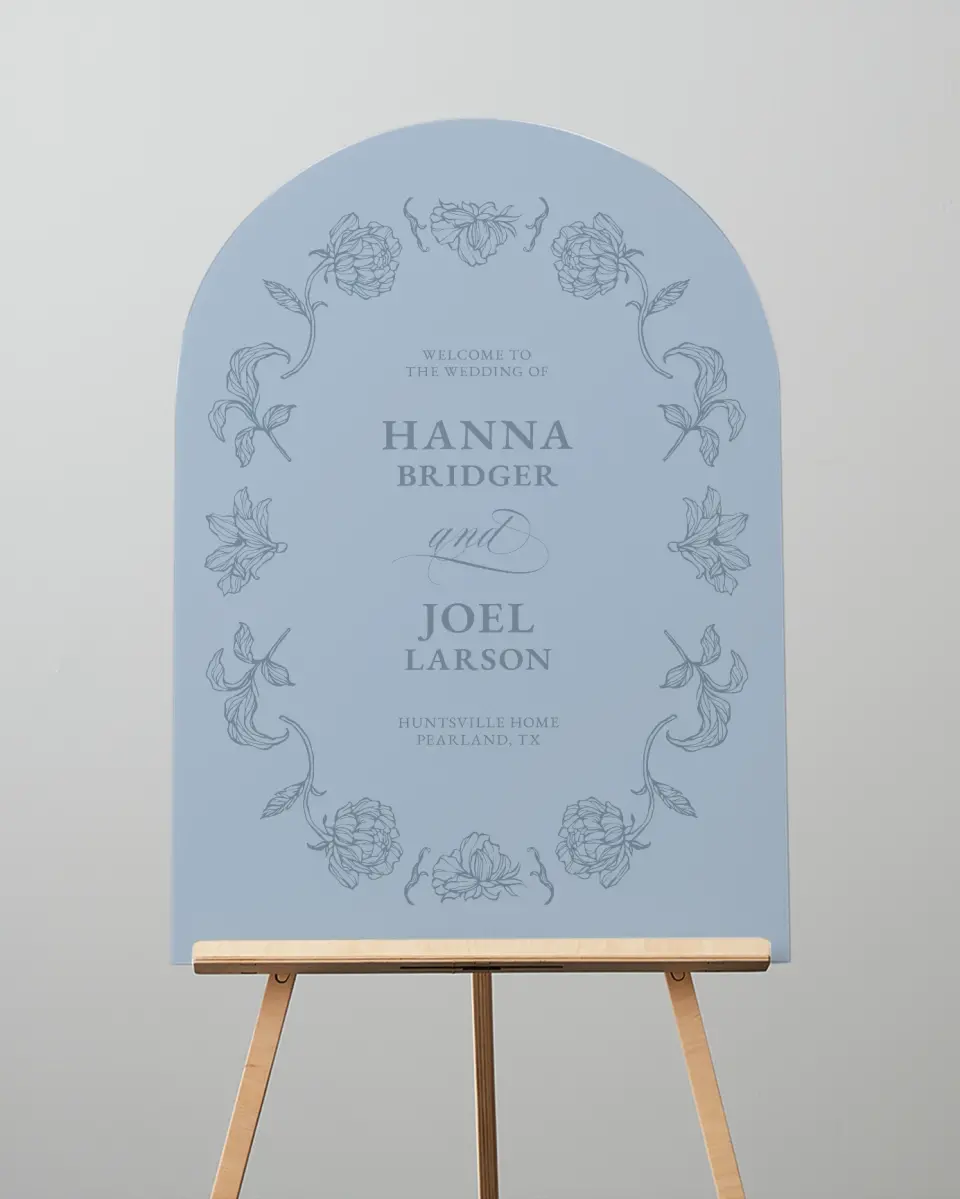 This is a 24" x 36" Arch Welcome Sign called Pressed Petals printed in full color