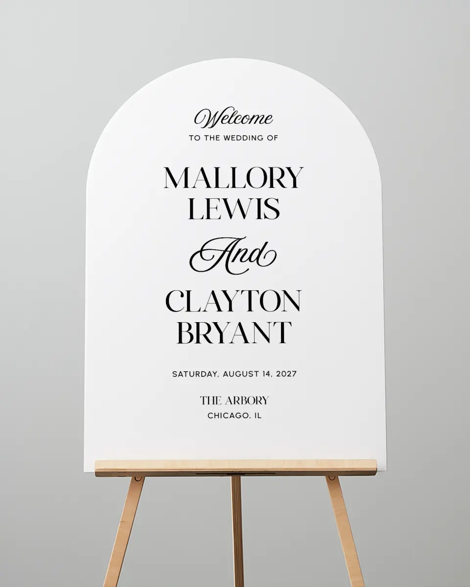 This is a 24" x 36" Arch Welcome Sign called The Mallory printed in full color