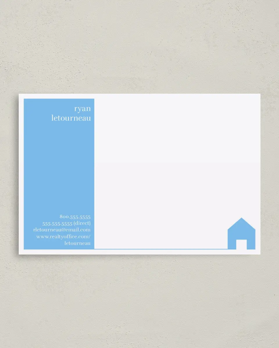 This is a 4" x 6" Business Note Card called Home Silhouette printed in full color on Premium Smooth paper