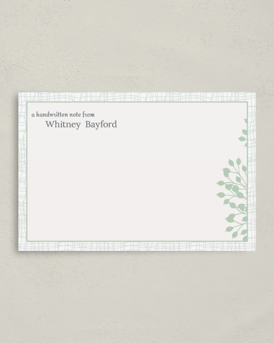This is a 4" x 6" Business Note Card called Branching Border printed in full color on Premium Smooth paper