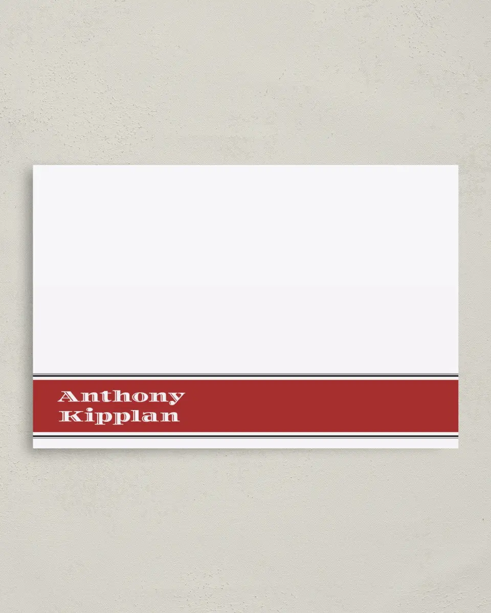 This is a 4" x 6" Business Note Card called Striped Signature printed in full color on Premium Smooth paper