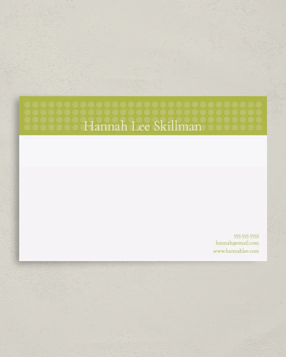 This is a 4" x 6" Business Note Card called Dotted Label printed in full color on Premium Smooth paper