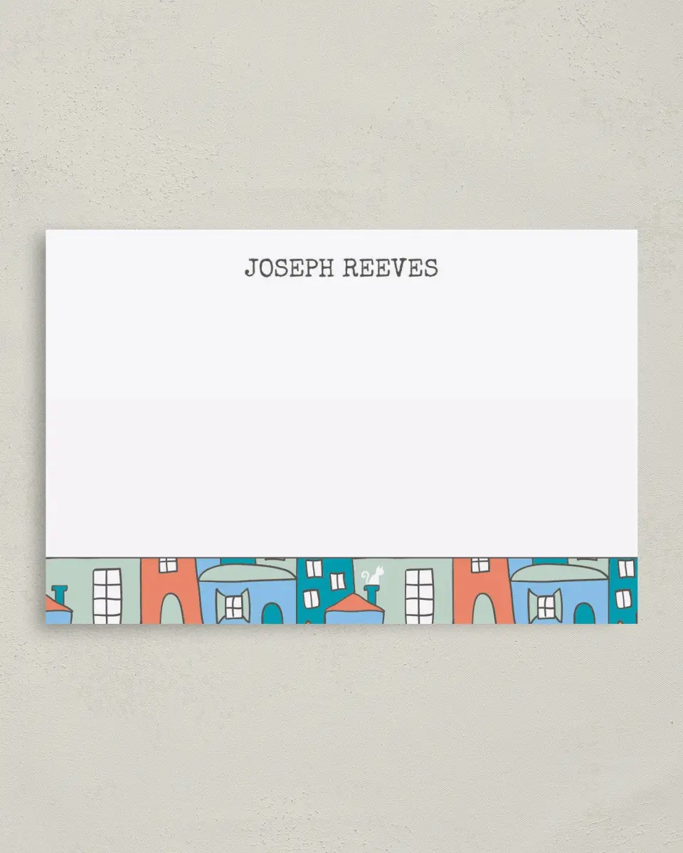 This is a 4" x 6" Business Note Card called Neighborhood Mural printed in full color on Premium Smooth paper