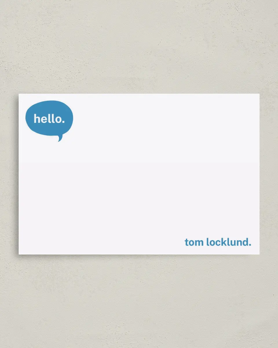 This is a 4" x 6" Business Note Card called Friendly Hello printed in full color on Premium Smooth paper