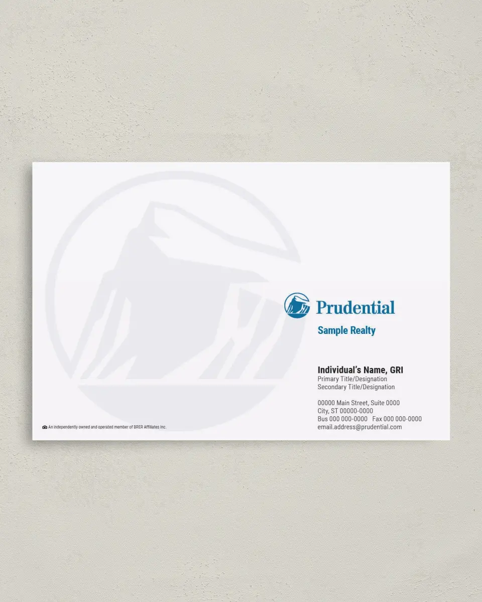 This is a 4" x 6" Prudential Business Stationery called Prudential printed in full color on Premium Smooth paper
