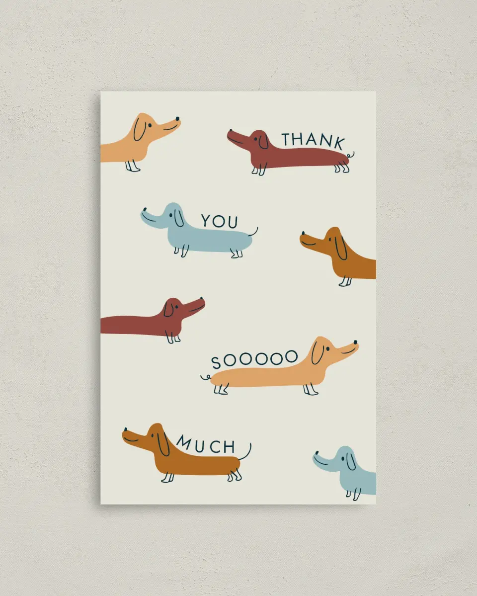 This is a 4" x 6" Personal Stationery called Puppy Love Thanks printed in full color on Premium Smooth paper