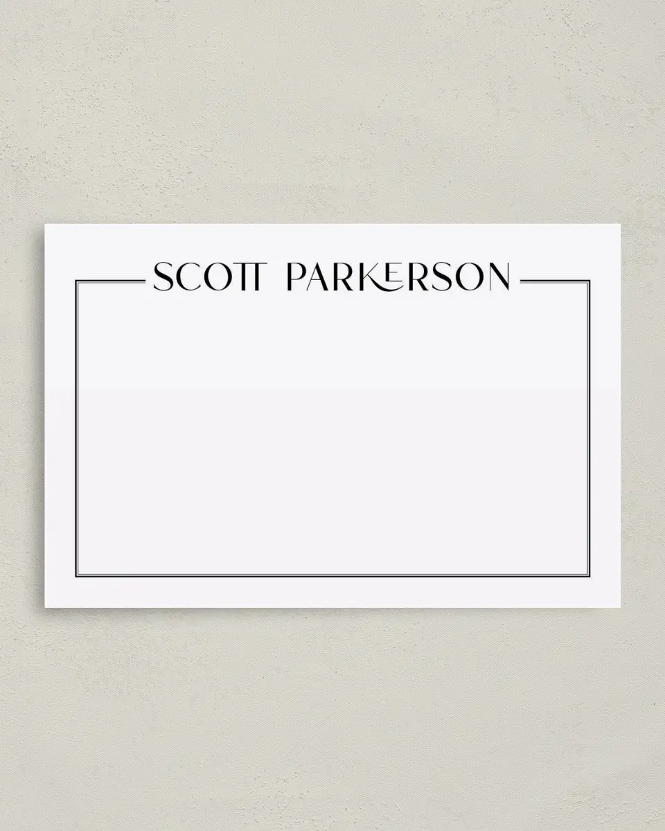 This is a 4" x 6" Personal Stationery called Boldly Framed printed in full color on Premium Smooth paper