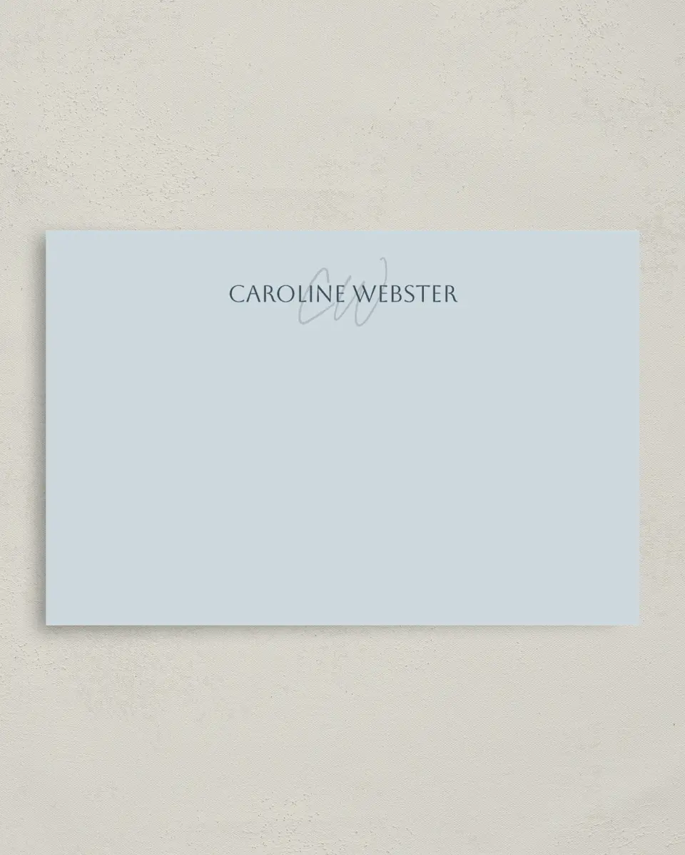 This is a 4" x 6" Personal Stationery called Sleek Monogram printed in full color on Premium Smooth paper