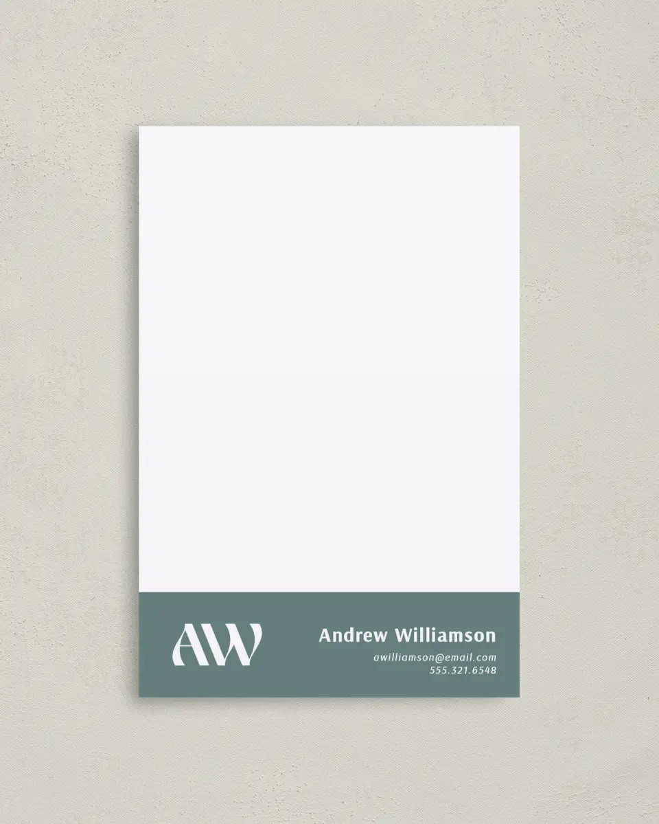 This is a 4" x 6" Personal Stationery called Bold Brand printed in full color on Premium Smooth paper