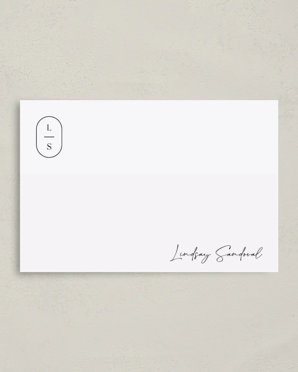 This is a 4" x 6" Personal Stationery called Sleek Signature printed in full color on Premium Smooth paper
