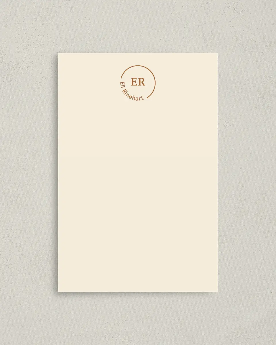 This is a 4" x 6" Personal Stationery called Classic Badge printed in full color on Premium Smooth paper