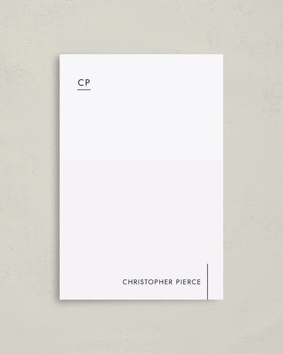 This is a 4" x 6" Personal Stationery called Modern Monogram printed in full color on Premium Smooth paper