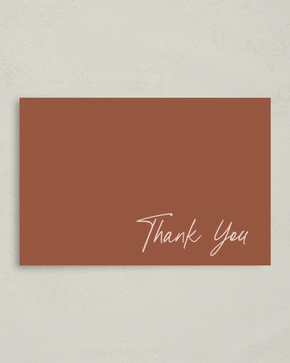 This is a 4" x 6" Graduation Thank You Card called Heartfelt Hues printed in full color on Premium Smooth paper