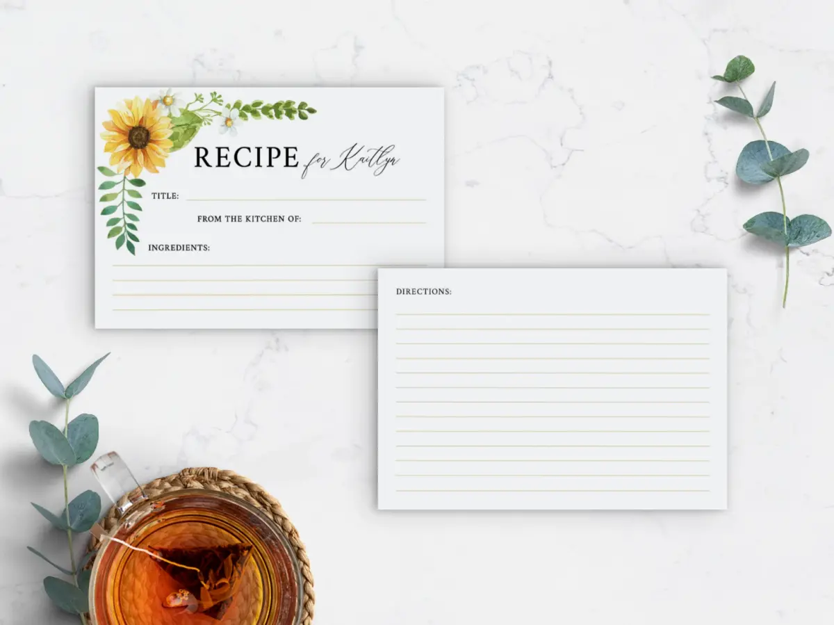 Recipe Card Back View