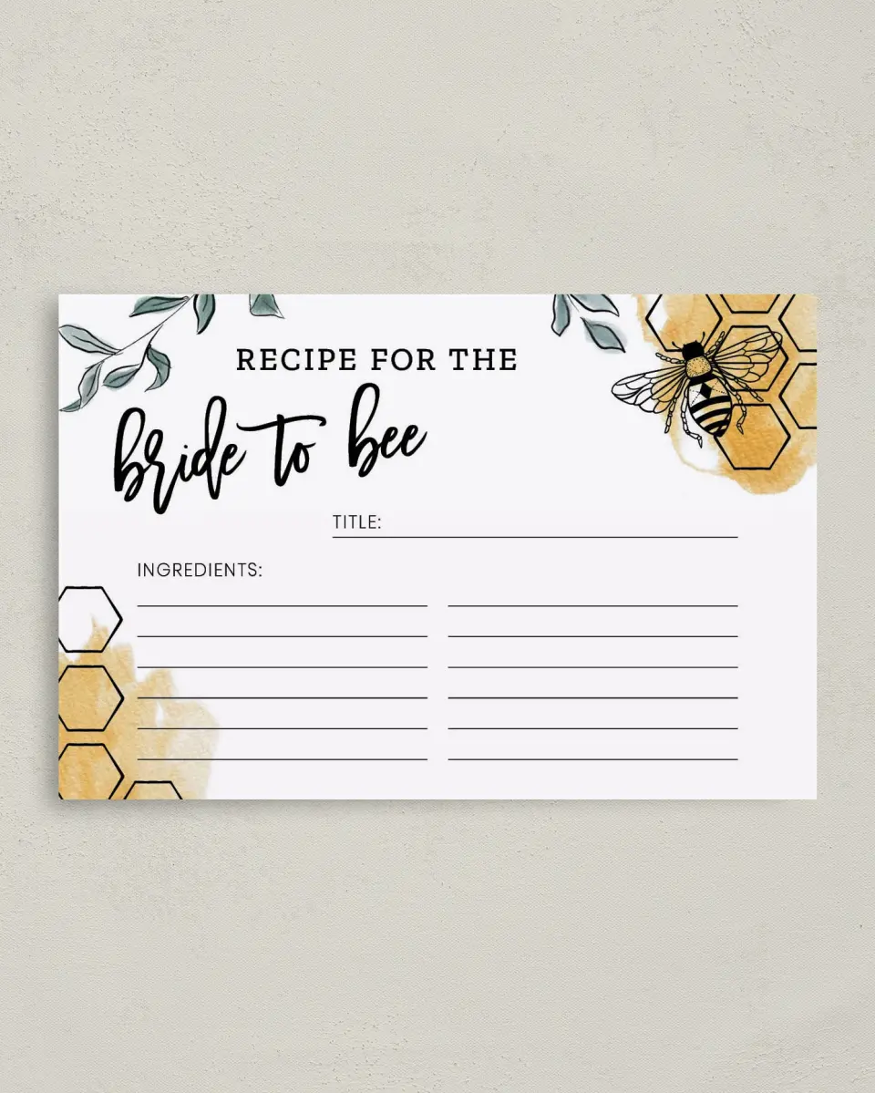 This is a 4" x 6" Personal Stationery called Bride to Bee printed in full color on Premium Smooth paper