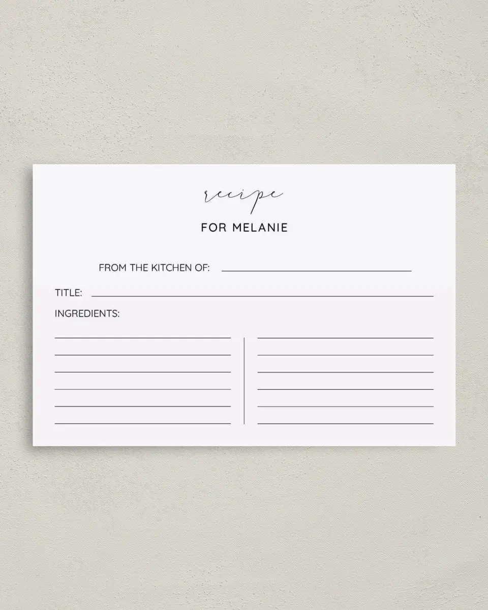 This is a 4" x 6" Personal Stationery called Simple Soiree printed in full color on Premium Smooth paper