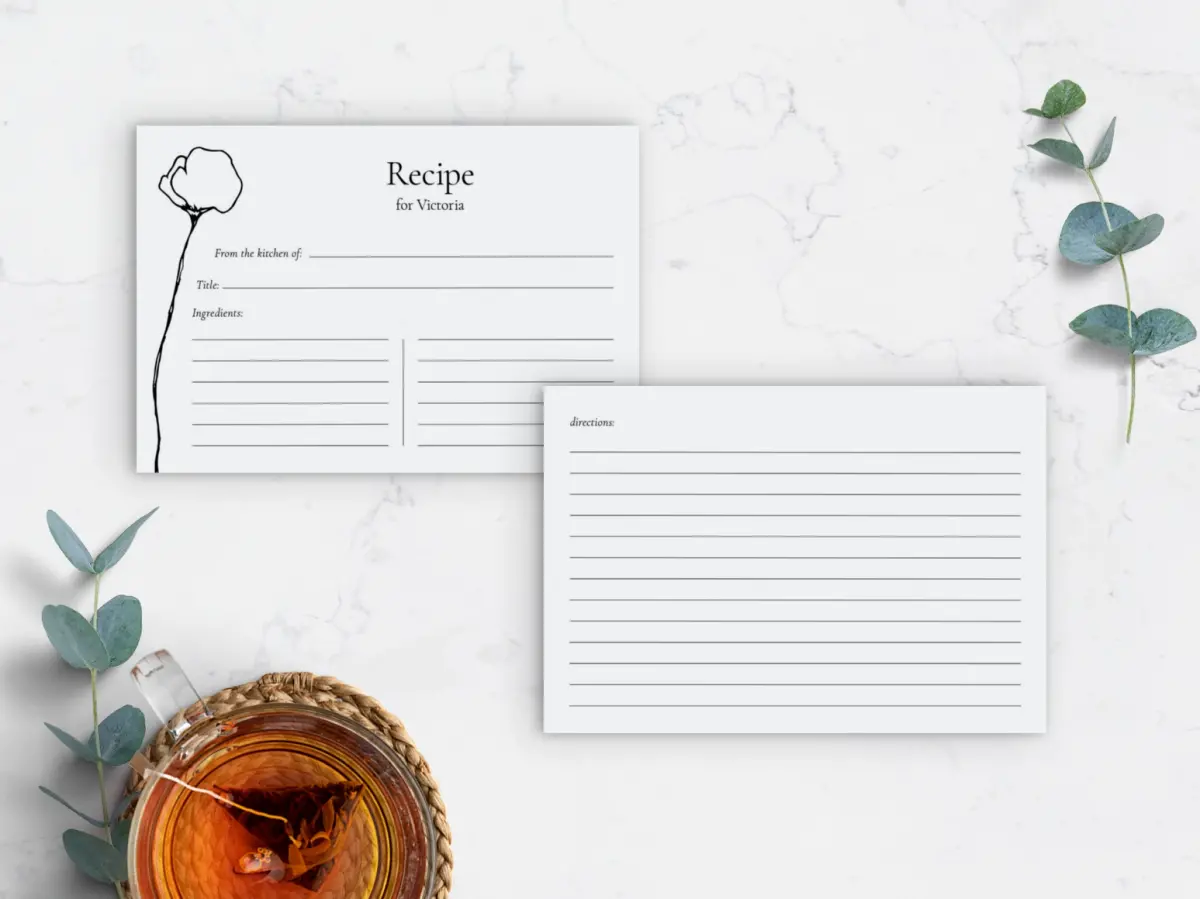 Recipe Card Back View