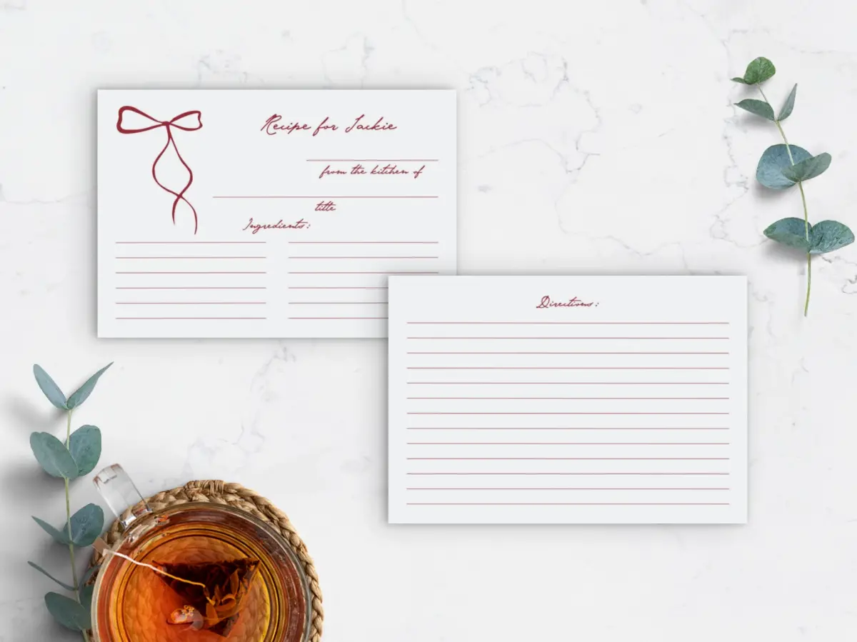Recipe Card Back View