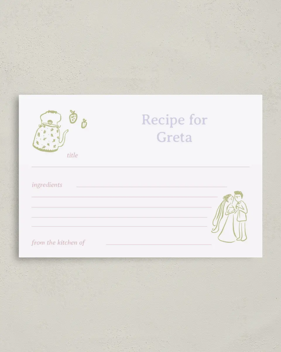 This is a 4" x 6" Personal Stationery called Sip and Shower printed in full color on Premium Smooth paper
